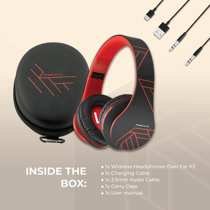 PowerLocus - Audífonos Bluetooth sobre las orejas, estéreo inalámbr...