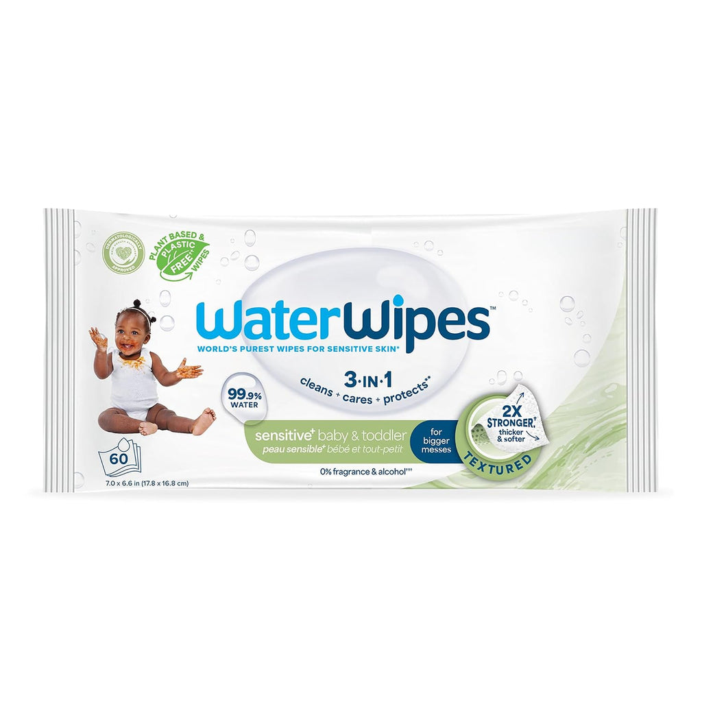 WaterWipes Toallitas Sensitive+ para bebé y niño pequeño, 3 en 1 li...