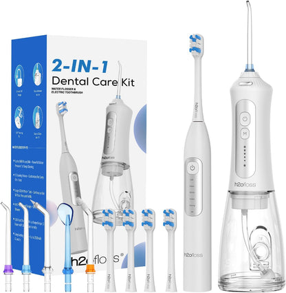 H2ofloss Cepillo de dientes eléctrico sónico y hilo dental de agua,...