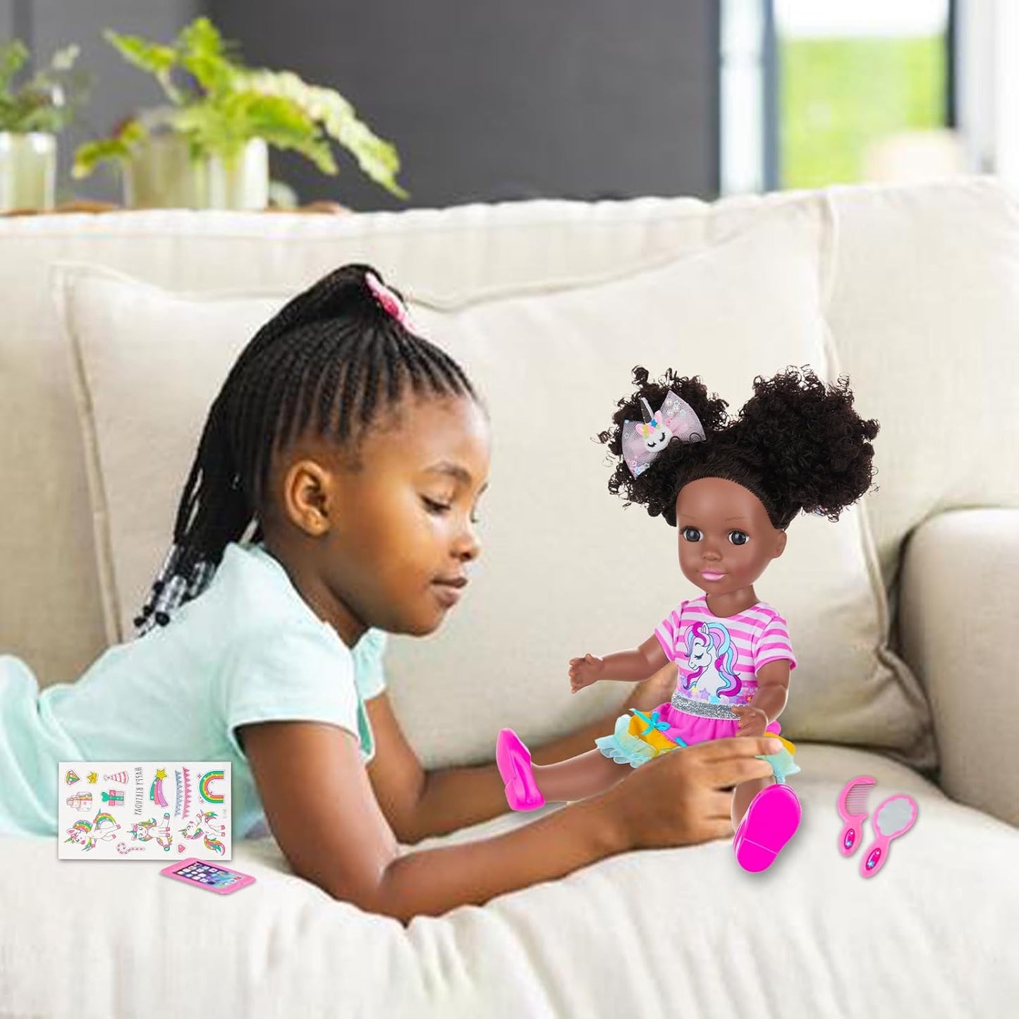 Ecore Fun Muñeca Negra de 14 Pulgadas con Accesorios de Ropa para M...