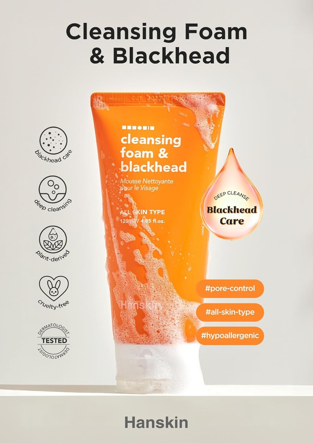 Hanskin K-Beauty - Aceite limpiador PHA (6.76 onzas) y espuma limpiadora | Eliminación de puntos negros, exfoliación suave y cuidado de poros para pieles grasas, propensas al acné y mixtas, juego