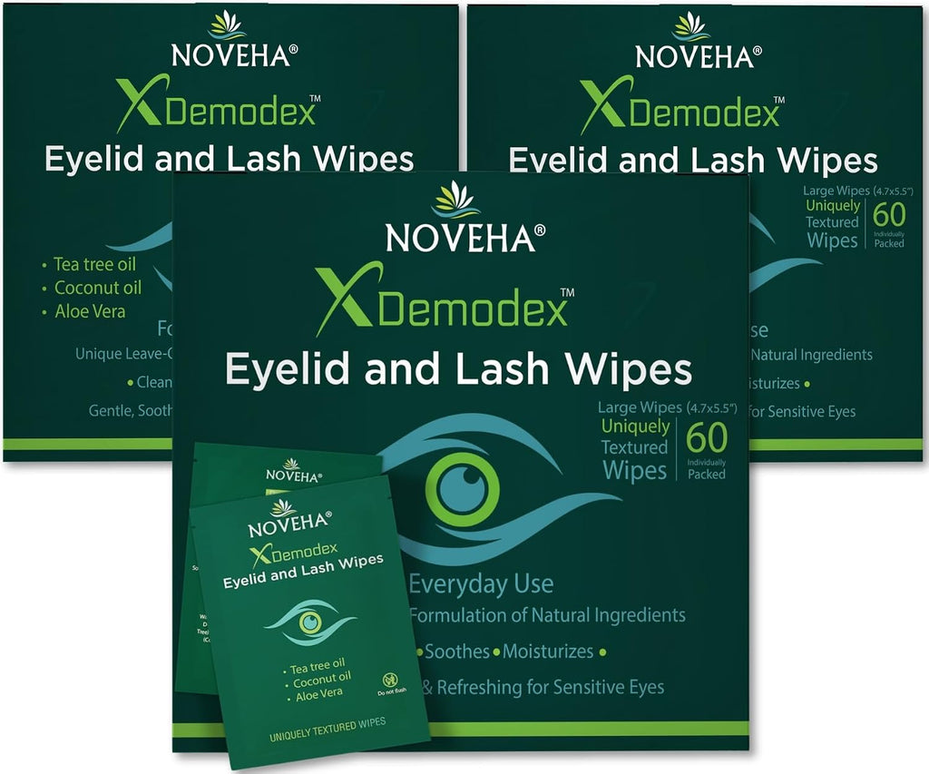 NOVEHA 360 unidades Toallitas para párpados y pestañas Demodex | Ca...