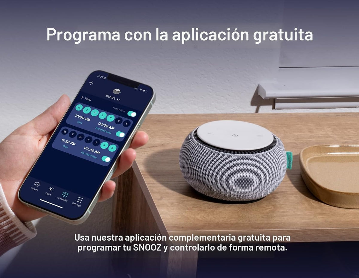 Máquina de Sonido de Ruido Blanco Inteligente SNOOZ - Ventilador Re...
