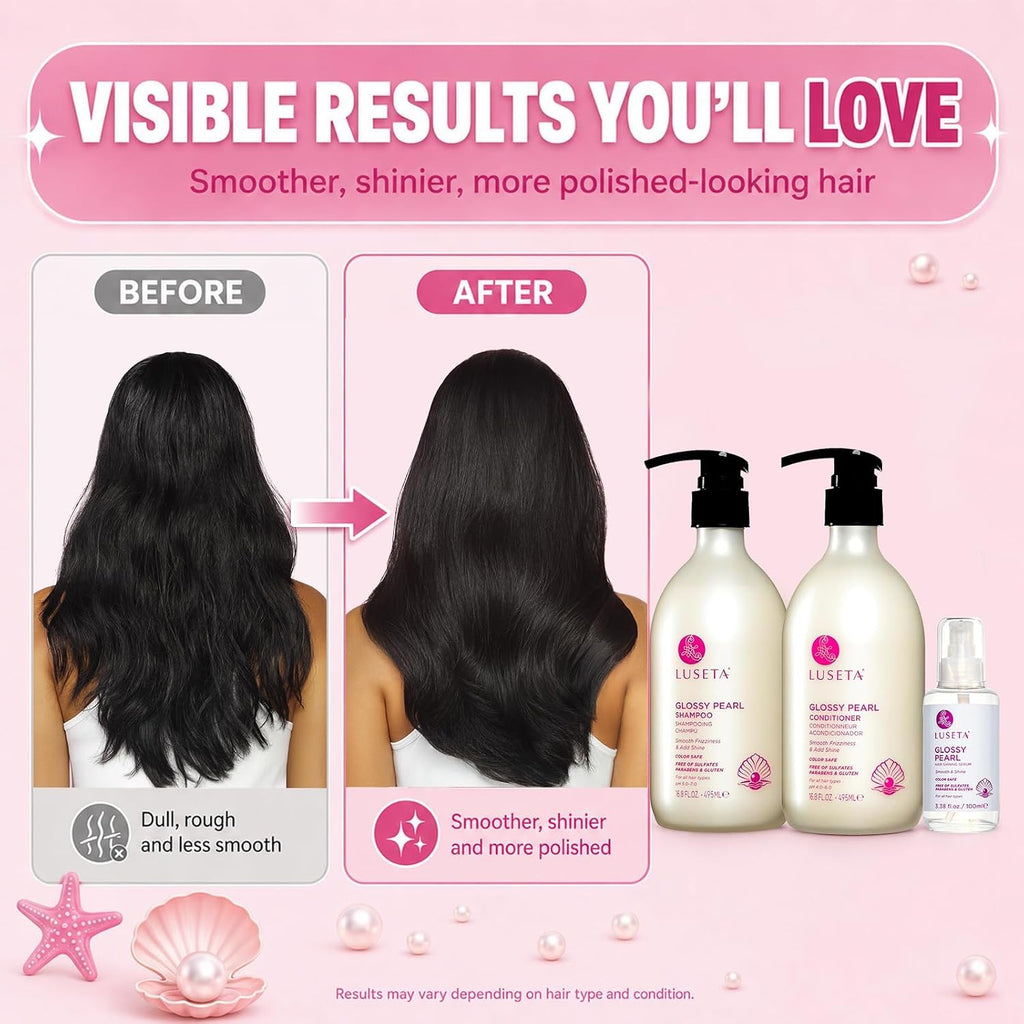 Luseta Set de regalo para el cuidado del cabello con perlas brillan...