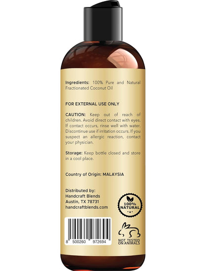 Handcraft Blends Aceite de coco fraccionado, 8 onzas líquidas, 100%...