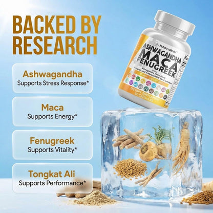 Ashwagandha 5000 mg de raíz de maca 2000 mg de fenogreco 3000 mg Su...