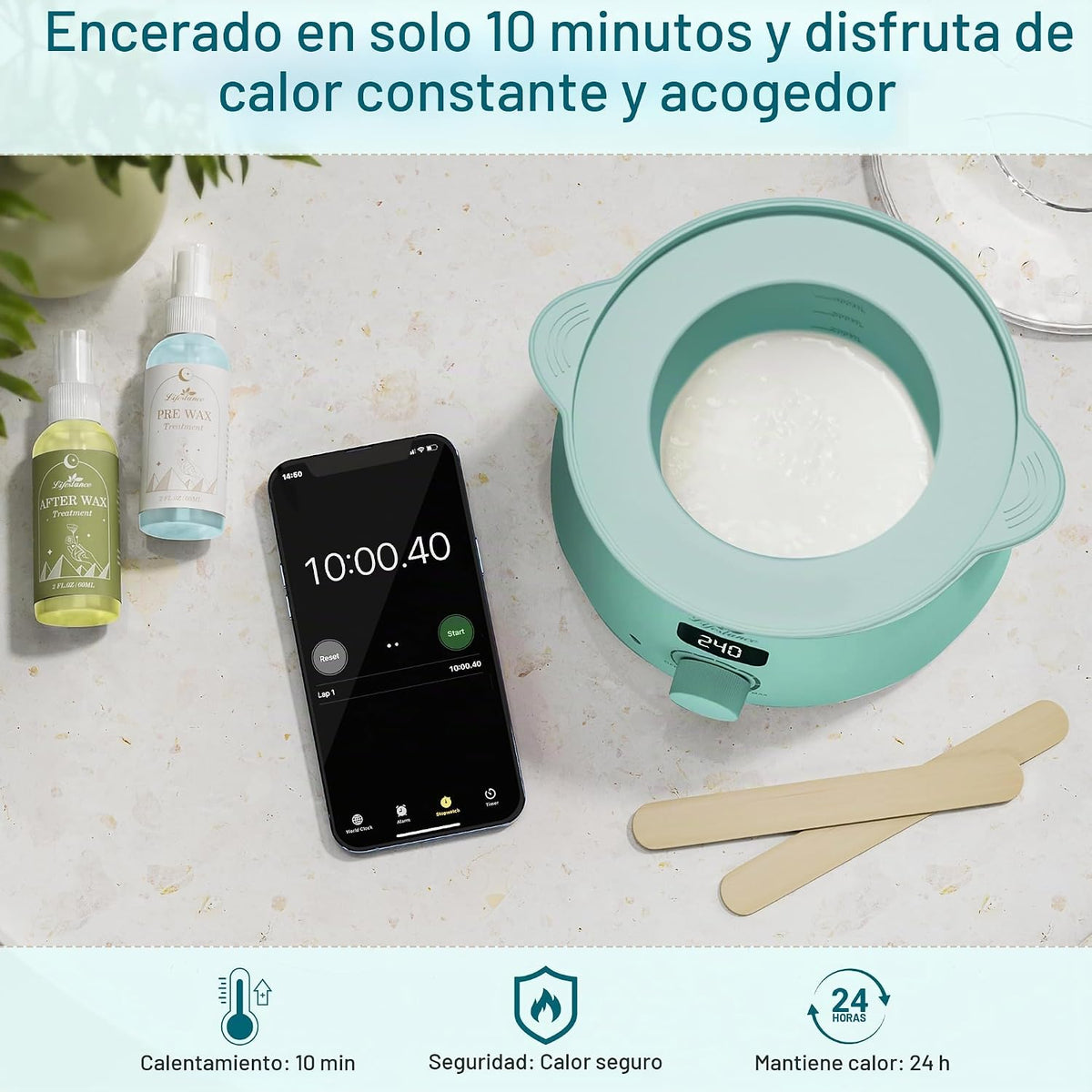 Kit de depilación Lifestance para mujeres y hombres - Calentador di...