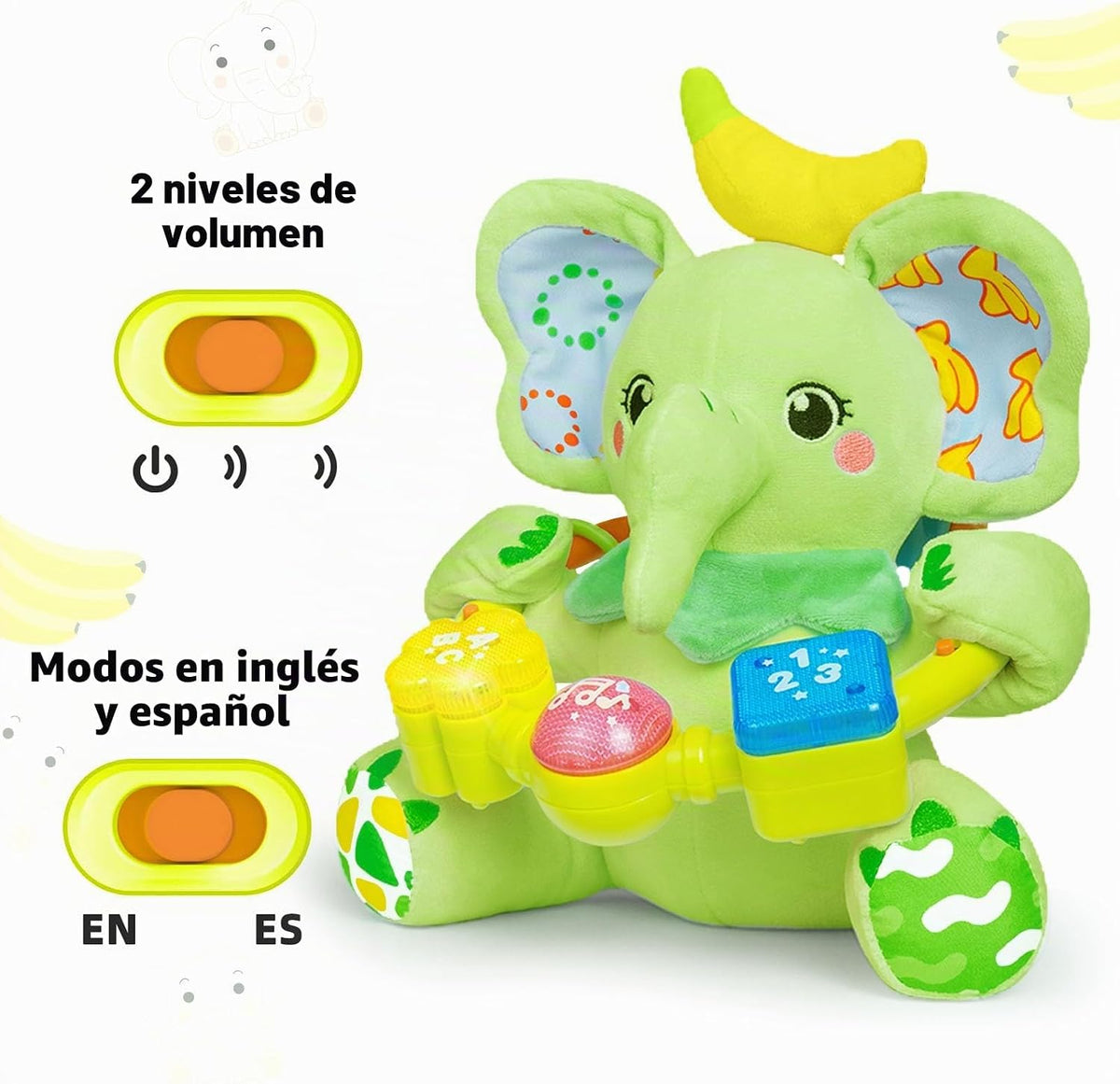 Ryotagift Juguetes de animales de peluche musicales bilingües para...