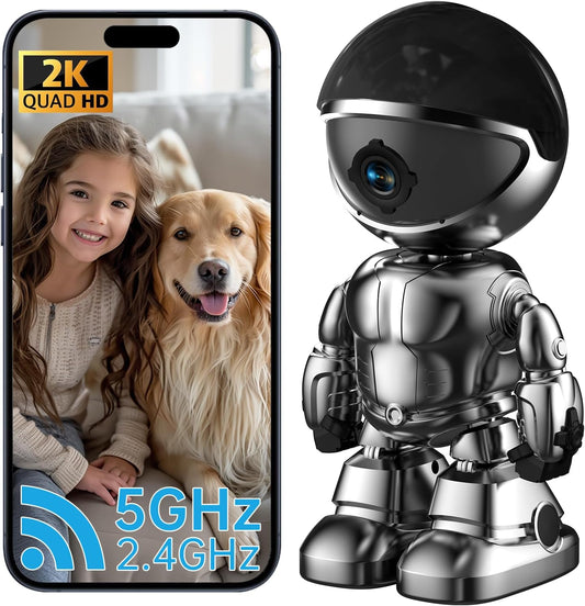 Chpuss Cámara Interior Robot, Cámara de Mascotas WiFi 2K 5G\/2.4GHz...