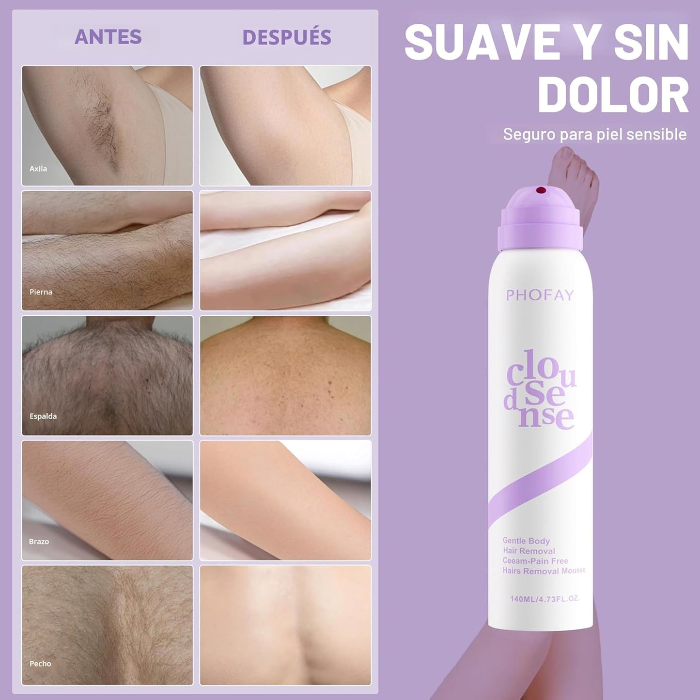 PHOFAY Crema depilatoria para pieles sensibles, de acción rápida, c...