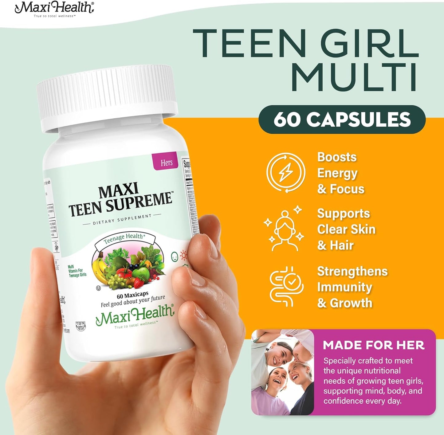 Vitaminas adolescentes para niñas de 12 a 17 años, multivitamínico...