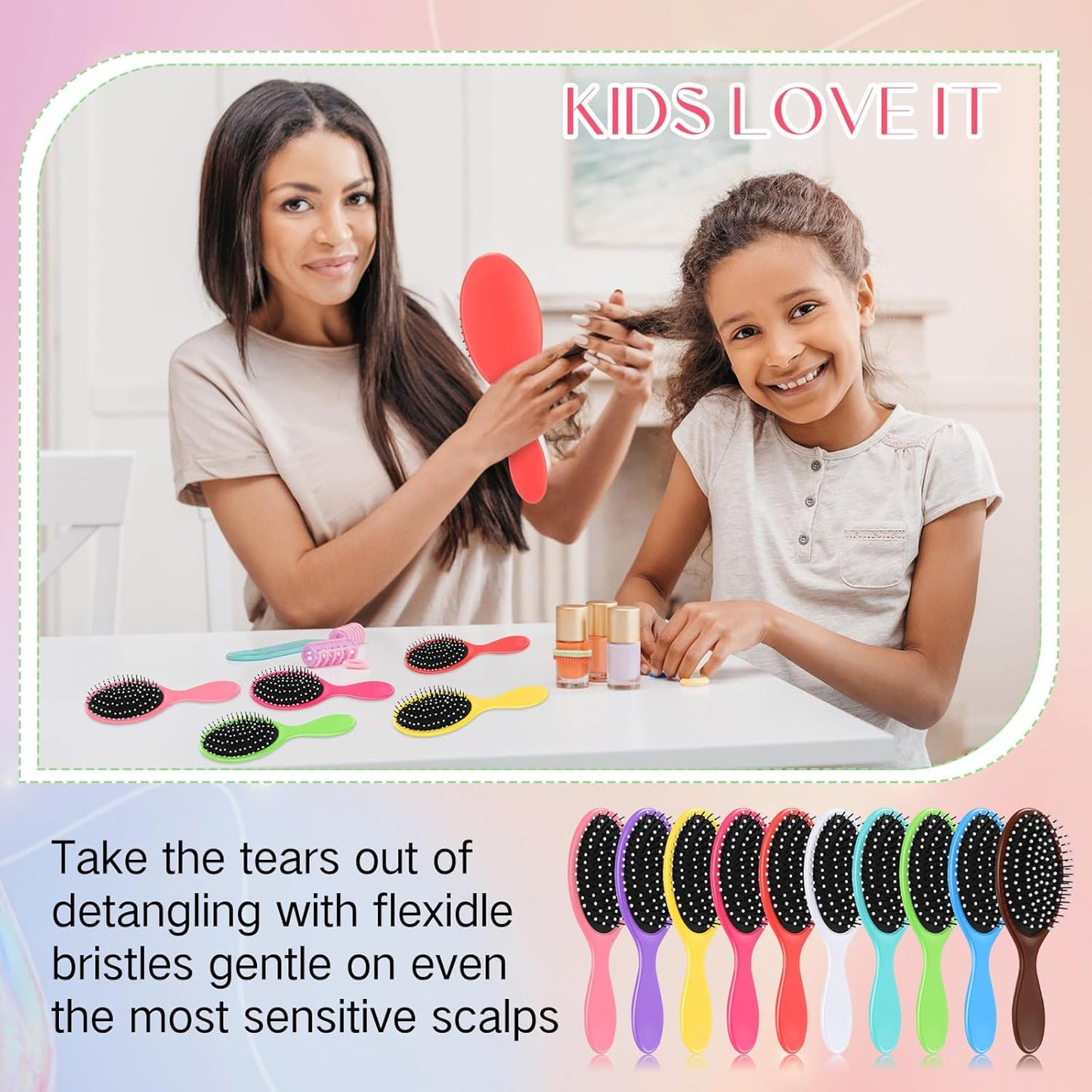 Suclain 30 cepillos de pelo húmedo para mujer, cepillo desenredante de viaje, cerdas suaves con base de cojín, cepillos de secado desenredantes pequeños para mujeres, 10 colores