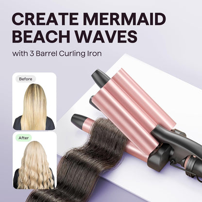 Wavytalk Juego de rizadores 5 en 1, juego de rizadores de doble voltaje con 5 barriles intercambiables incluidos un cepillo térmico, un rizador de cabello y 3 varitas rizadoras de cerámica (0.5 a 1.25