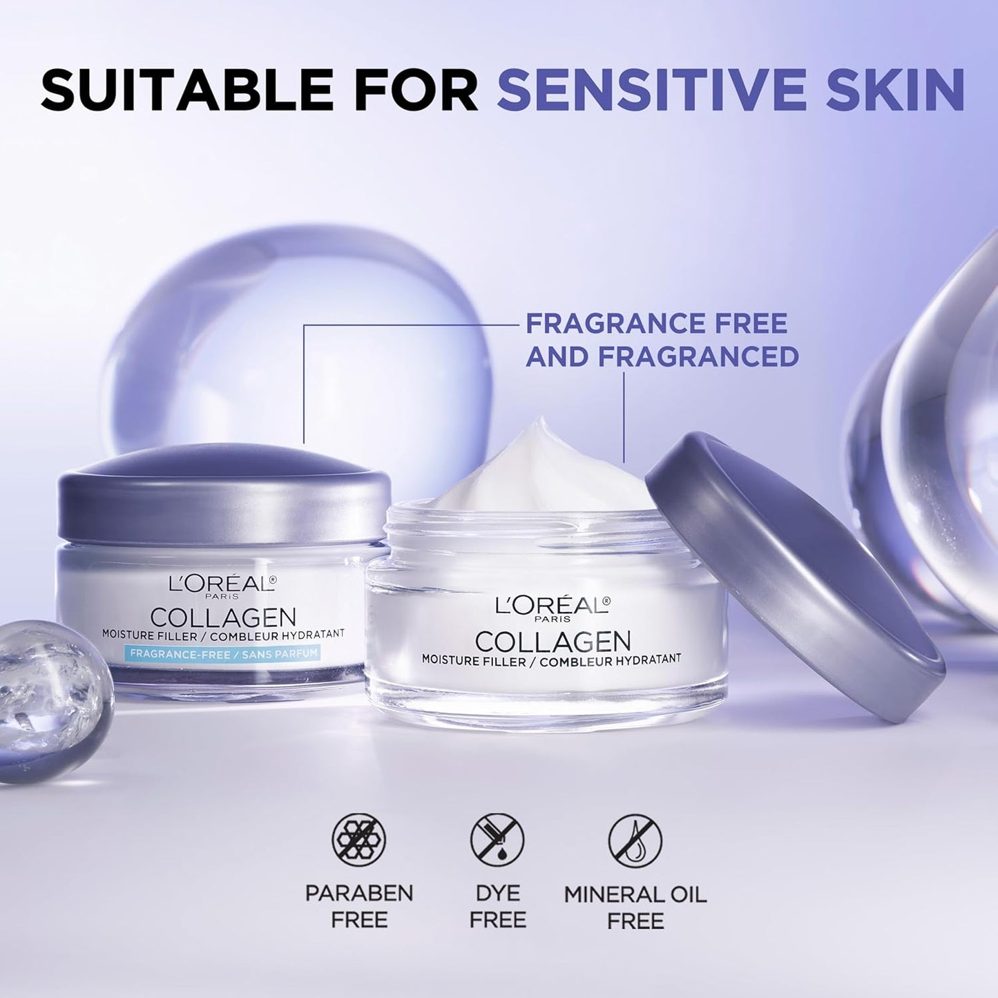 L'Oreal Paris Crema facial con relleno de humedad de colágeno,...