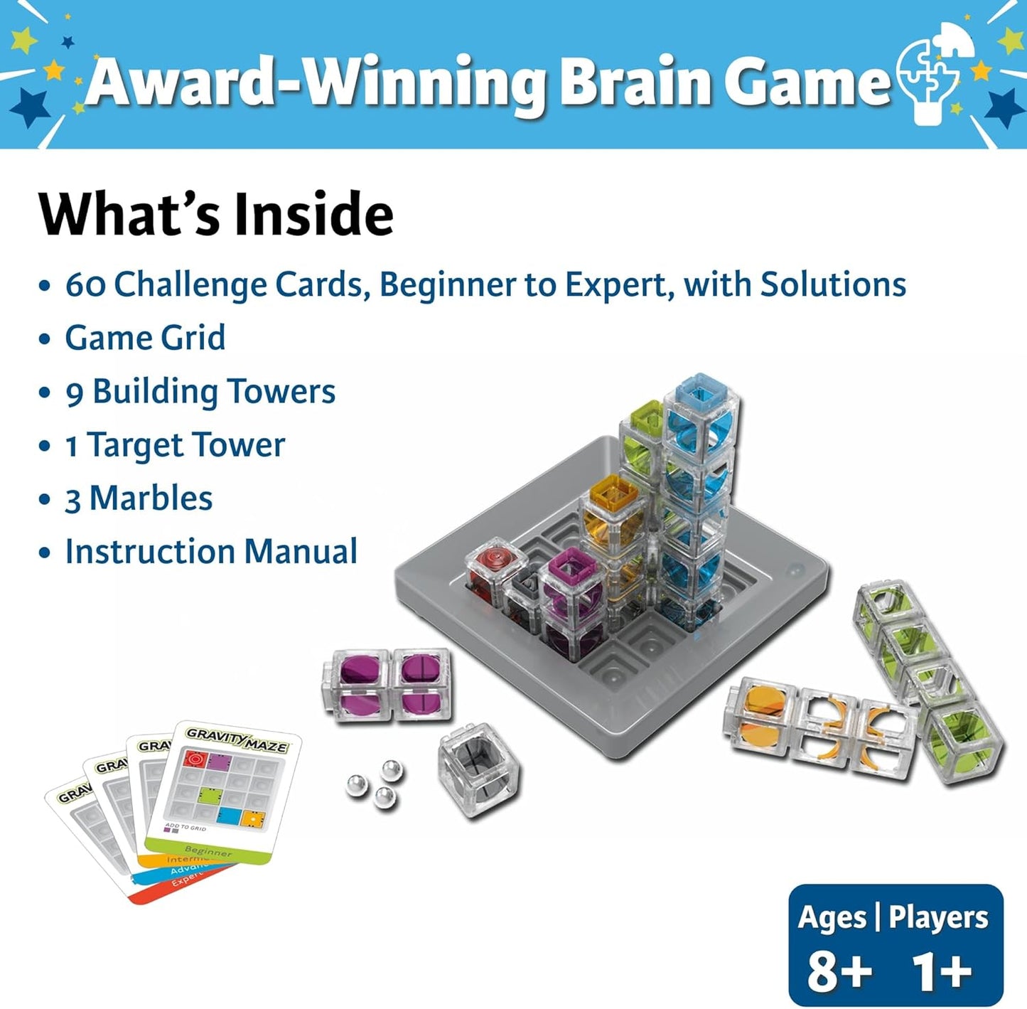 ThinkFun Gravity Maze - Juego de lógica con mármoles que caen - Juguete STEM desafiante para niños de 8 a 12 años - Laberinto de mármoles por gravedad - Diversión para desarrollar el cerebro - Regalo