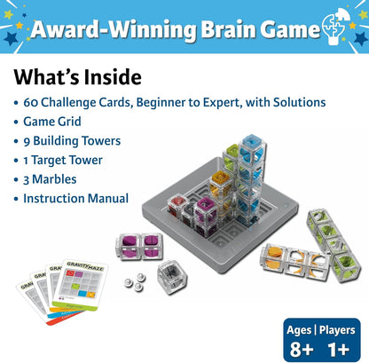 ThinkFun Gravity Maze - Juego de lógica con mármoles que caen - Juguete STEM desafiante para niños de 8 a 12 años - Laberinto de mármoles por gravedad - Diversión para desarrollar el cerebro - Regalo