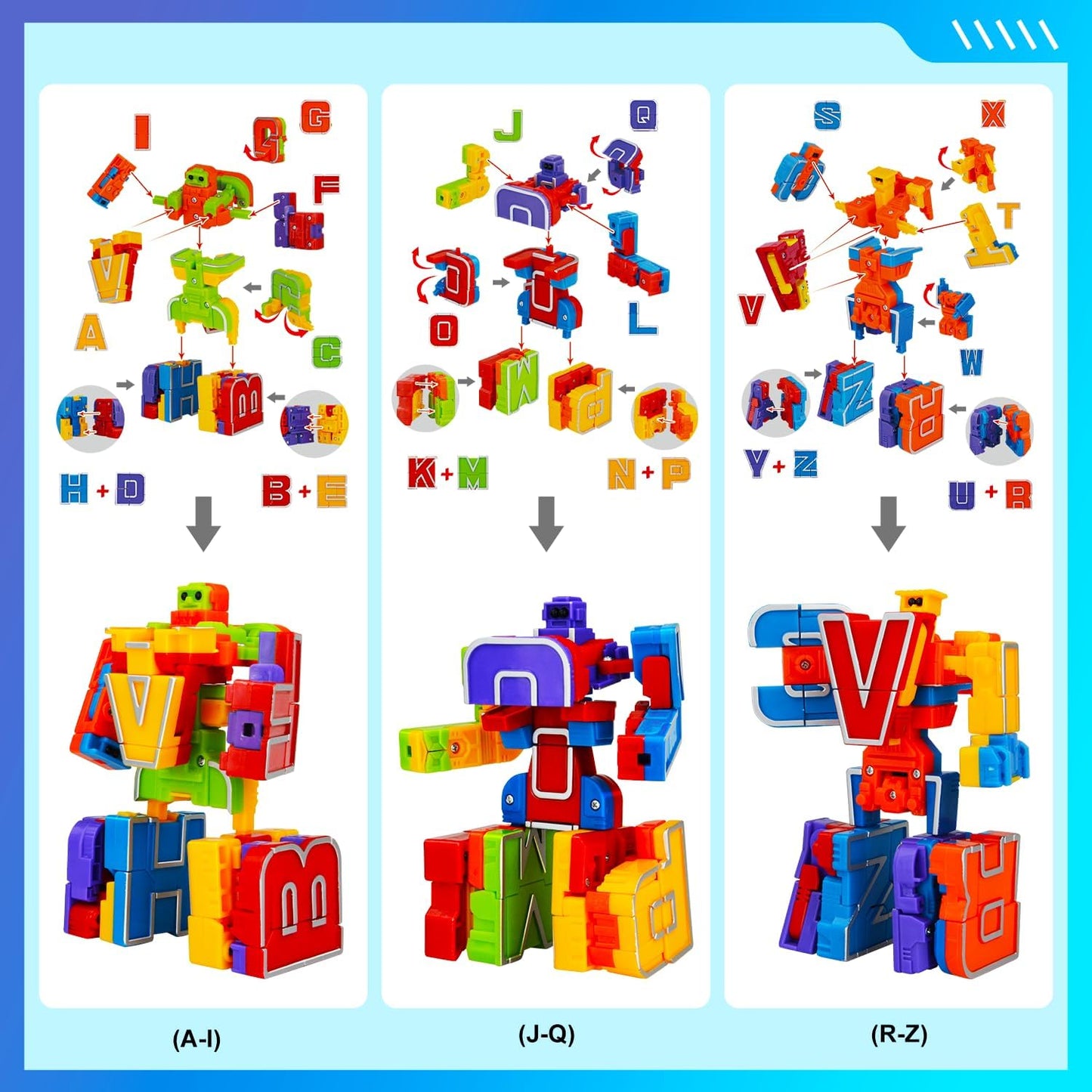 Robots del alfabeto para niños, juguetes educativos de apren