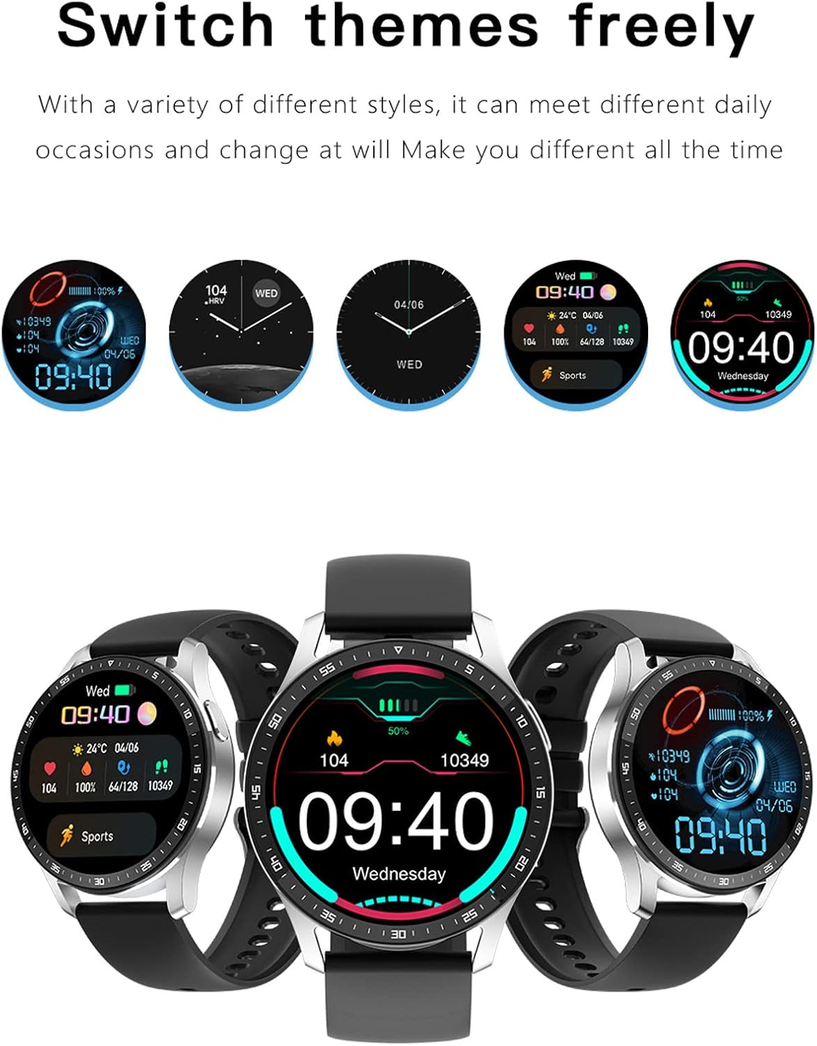 HYDZXINGW Reloj inteligente con auriculares, 2 en 1 TWS inalámbrico...