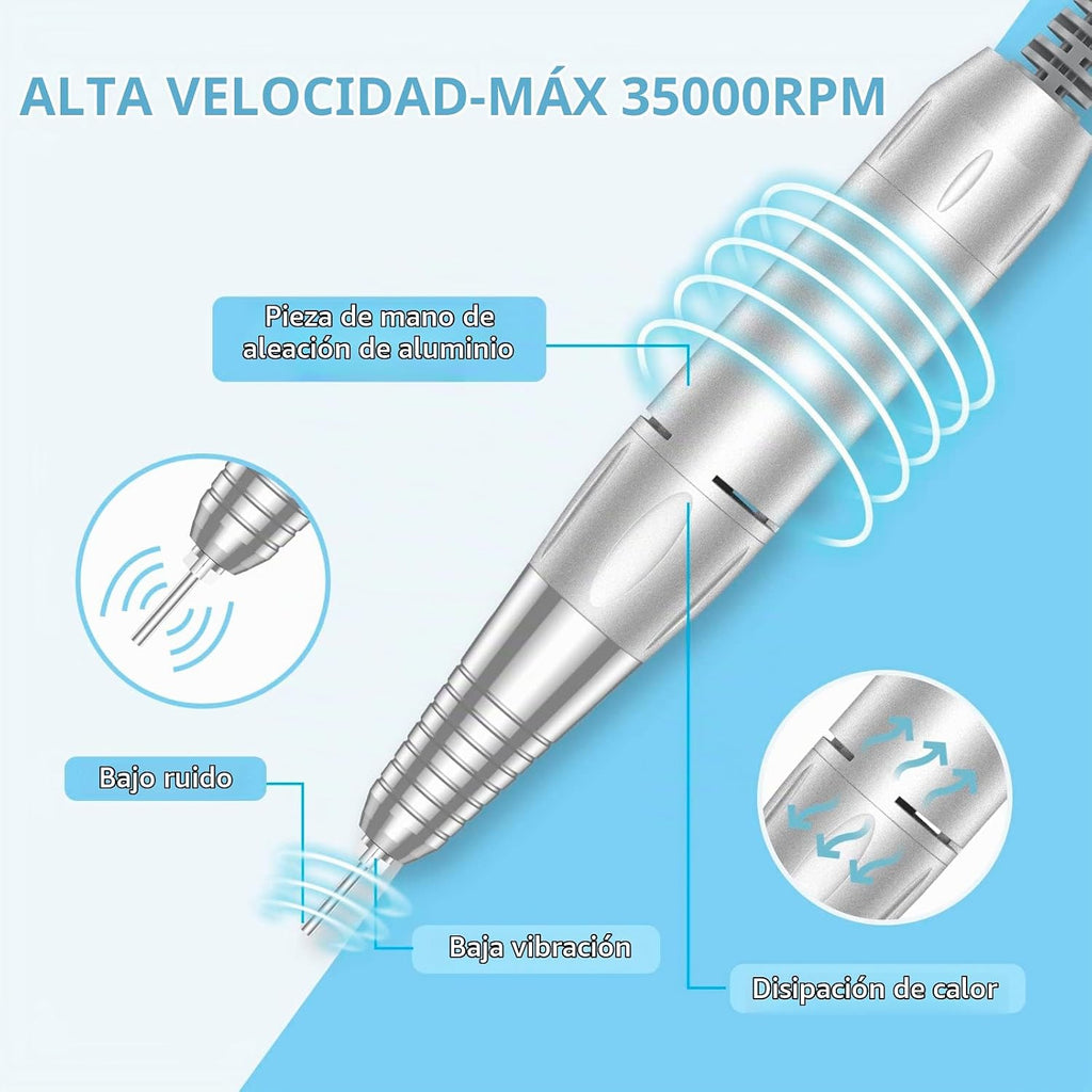 MOCOWIND Taladro de uñas portátil profesional 35000 RPM, lima eléct...