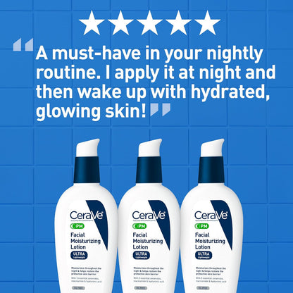 CeraVe PM - Loción hidratante facial, crema de noche con ácido hial...