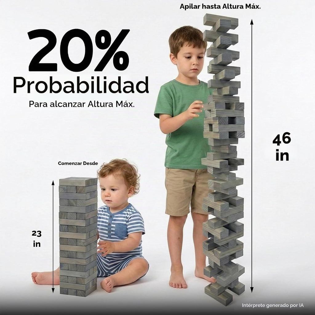 Outdoor Games - Torre grande de 54 bloques de madera, juego de apil...