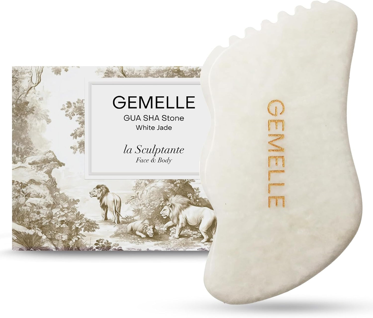 GEMELLE Herramienta Gua Sha de jade blanco, 10 piedras galardonadas...