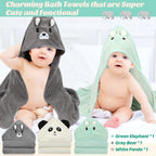 12 toallas de bebé, 3 toallas suaves con capucha y 9 paños de baño, toallas de baño para recién nacidos, bebés y niños pequeños, ultra absorbentes, lindas toallas de bebé de regalo para niños