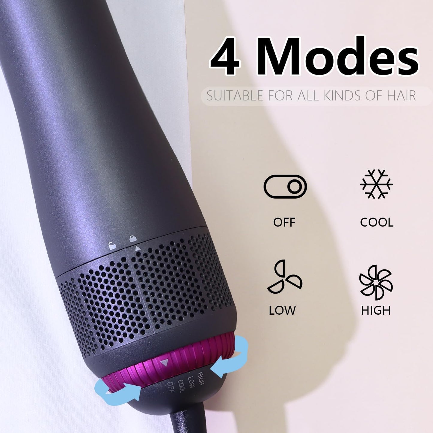 Cepillo secador de pelo 4 en 1, cepillo de soplado, multipeinador, secador de pelo desmontable de iones negativos con difusor, cepillo de aire caliente, con cepillo de peine para mujeres, salón, hogar