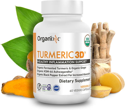 Organixx Suplemento orgánico de curcumina de cúrcuma USDA con Ashwa...
