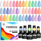 VANREESA - Juego de 24 esmaltes de uñas de gel en colores pastel, e...