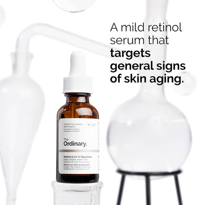 The Ordinary Retinol 0.2% en escualano, suero de retinol suave para la cara que es antienvejecimiento y suaviza la piel, 1 onza líquida