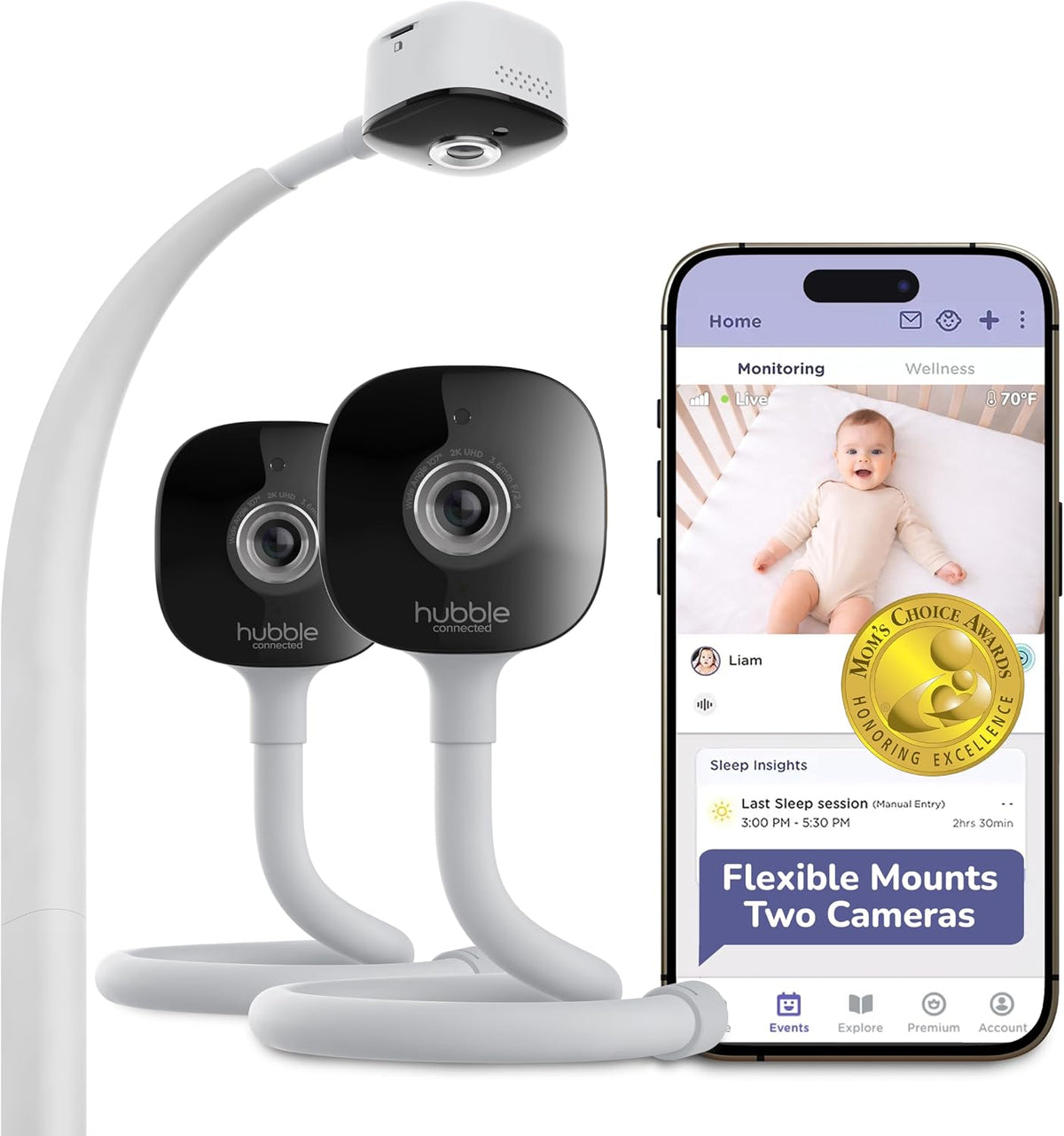 HUBBLE CONNECTED GoBaby Twin - 2 cámaras de monitor para bebé con c...