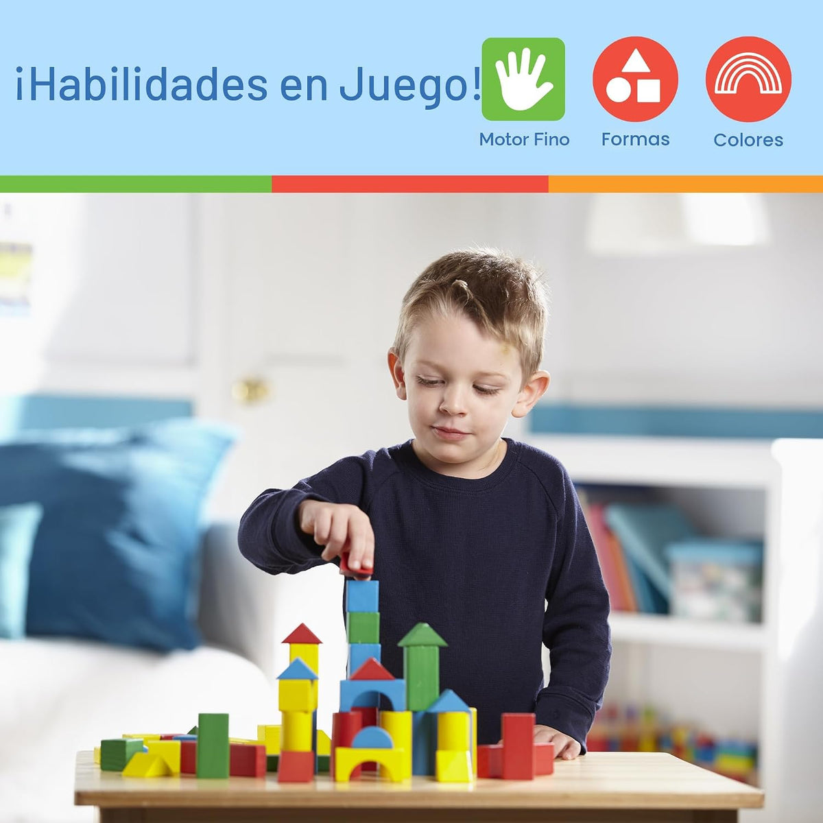 Melissa &amp; Doug - Juego de bloques de madera | 100 piezas, bloqu...