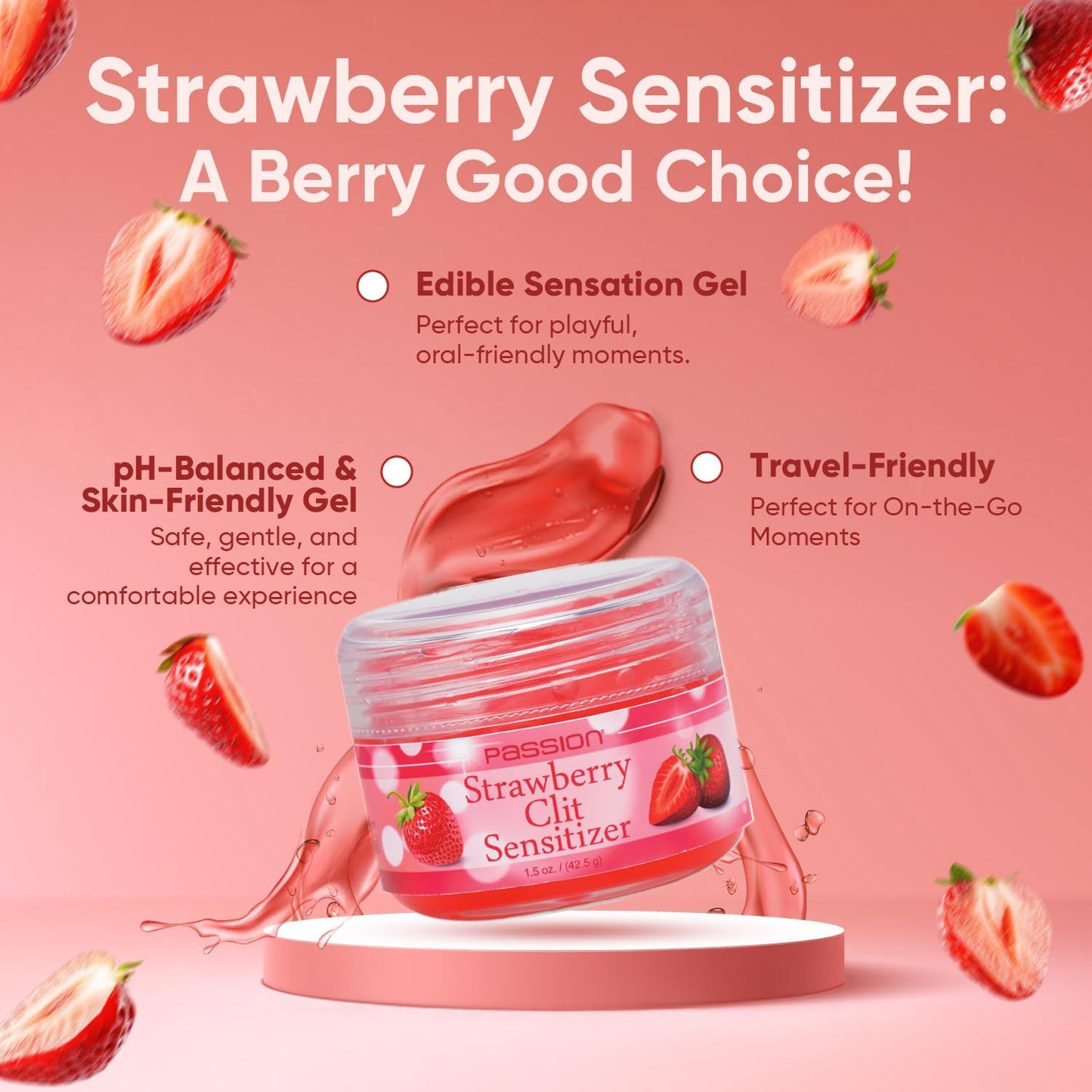 Gel sensibilizador vaginal Passion Strawberry fabricado en Estados...