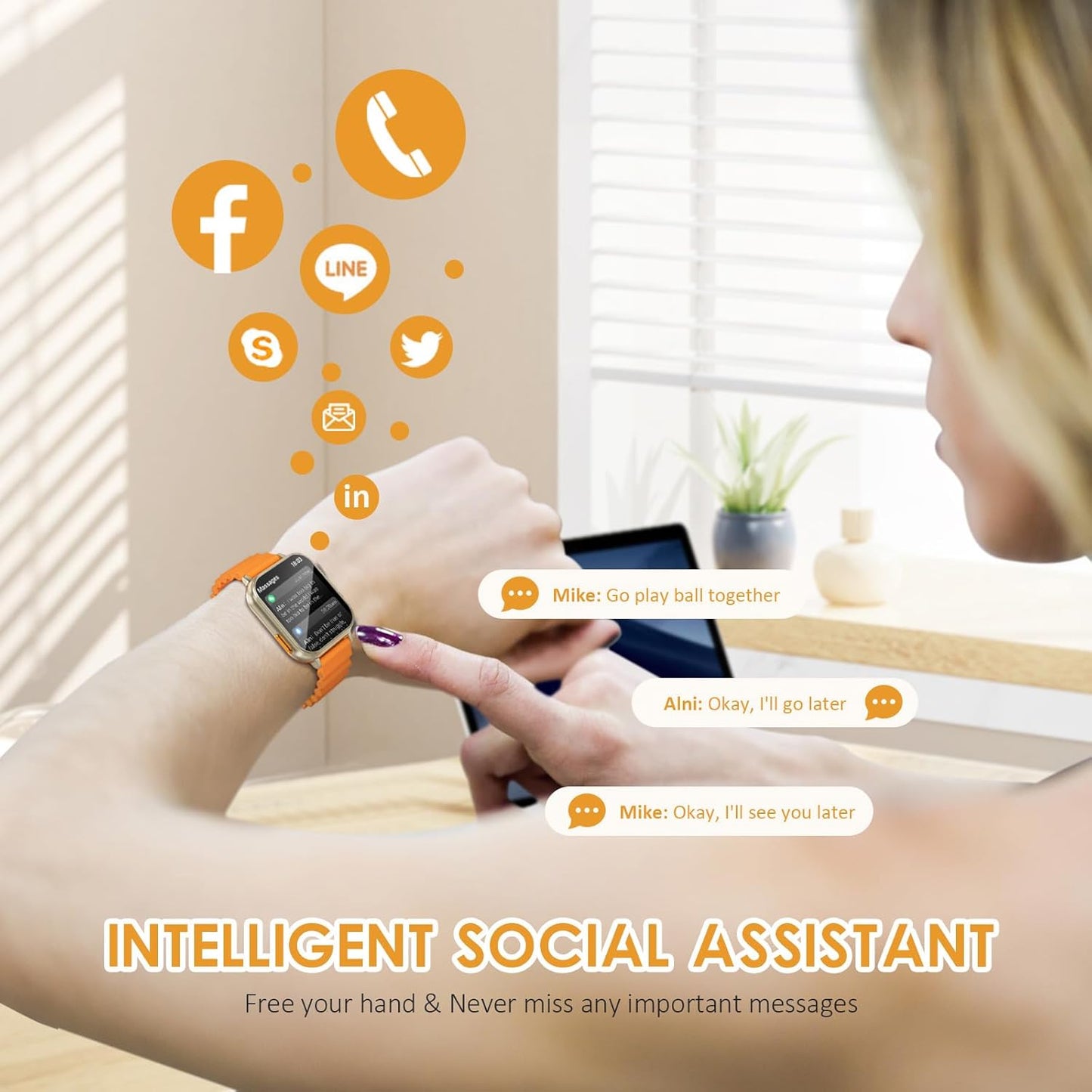 W@nyou Reloj inteligente impermeable con auriculares con auriculare...