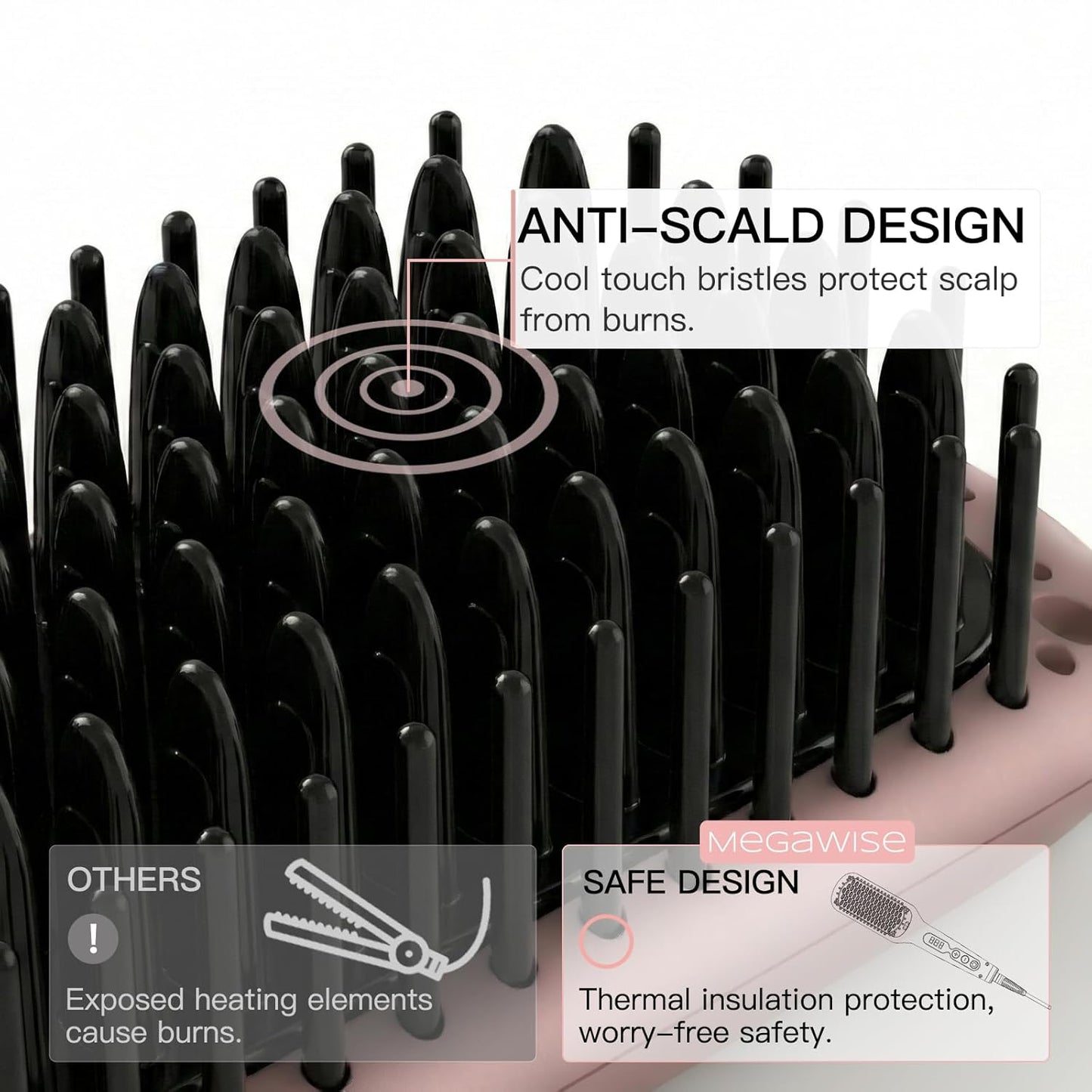 MEGAWISE Cepillo Alisador de Cabello Iónico de Cerámica Pro para Salón en Casa | Tecnología de Calentamiento Rápido MCH 20s con Seguridad de Apagado Automático | Anti-Quemaduras con Voltaje Dual