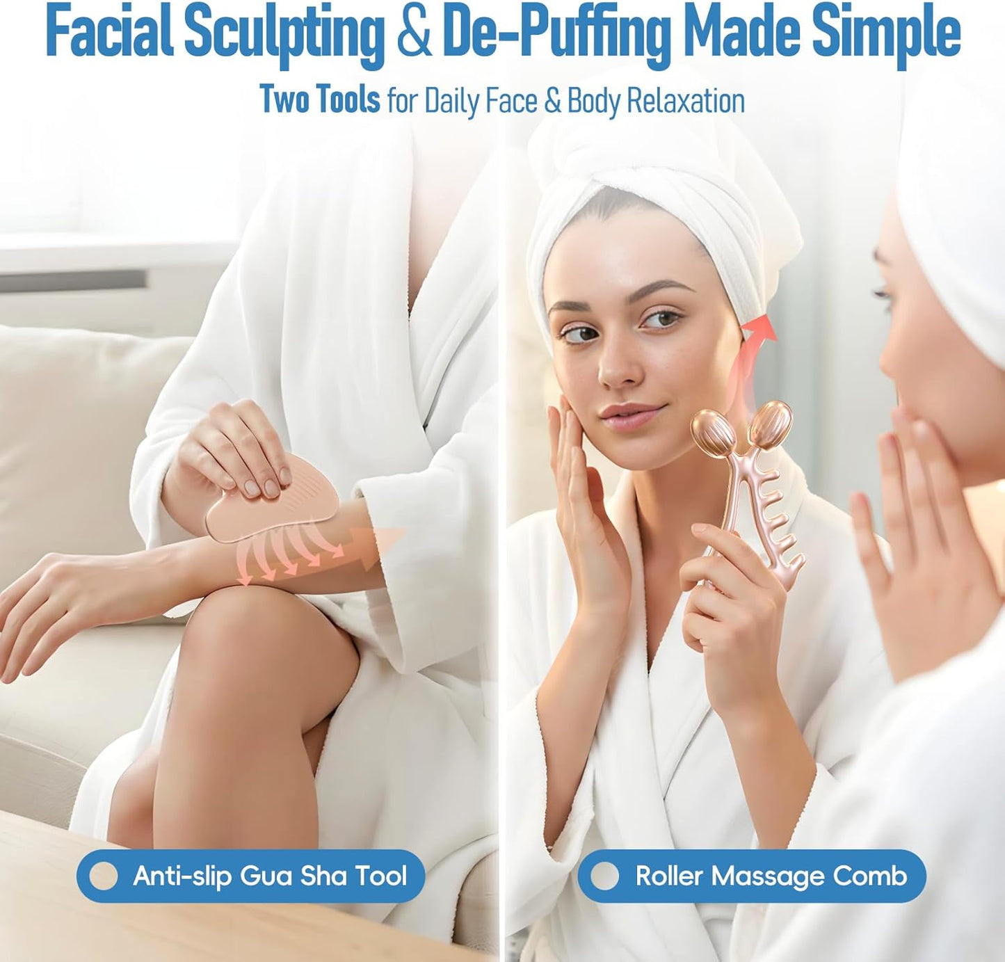 Gua Sha - Juego de herramientas faciales y rodillos faciales, herra...
