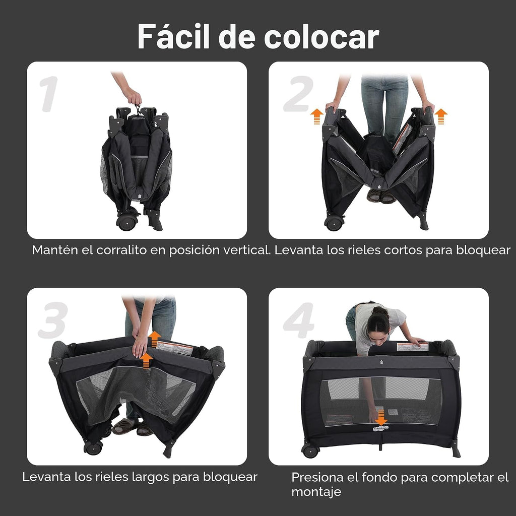 Pamo Babe Pack and Play 4 en 1 - Corral para bebés con moisés y cam...