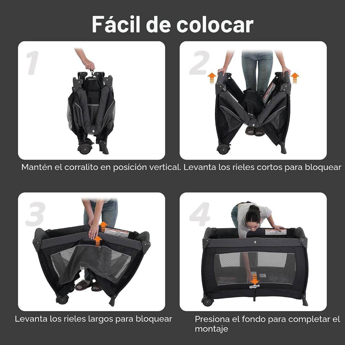 Pamo Babe Pack and Play 4 en 1 - Corral para bebés con moisés y cam...