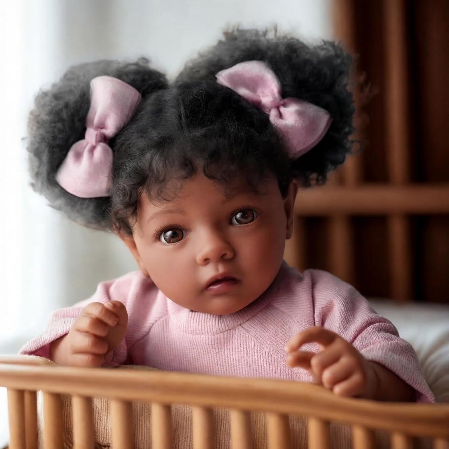 BABESIDE Muñecas de bebé realistas Reborn Daisy Black Girl- 20 pulg...