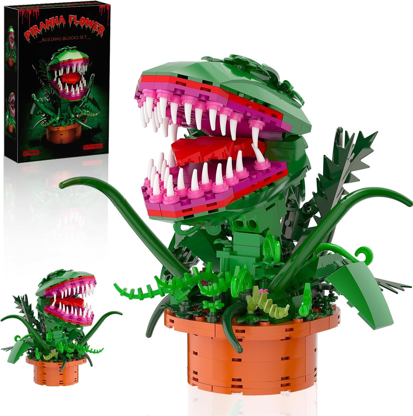 Set de bloques de construcción de Audrey 2 Flor Caníbal, Little Shop of Horrors Planta Piraña con Boca Abrirble, colección de juguetes, regalo de cumpleaños, Navidad, festivo, para fans de TV, niños
