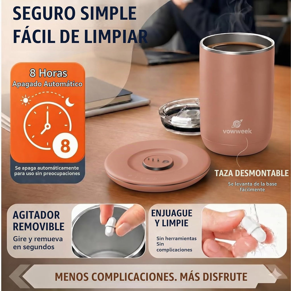 Juego de 2 tazas de café con agitación automática, tazas calentadas...