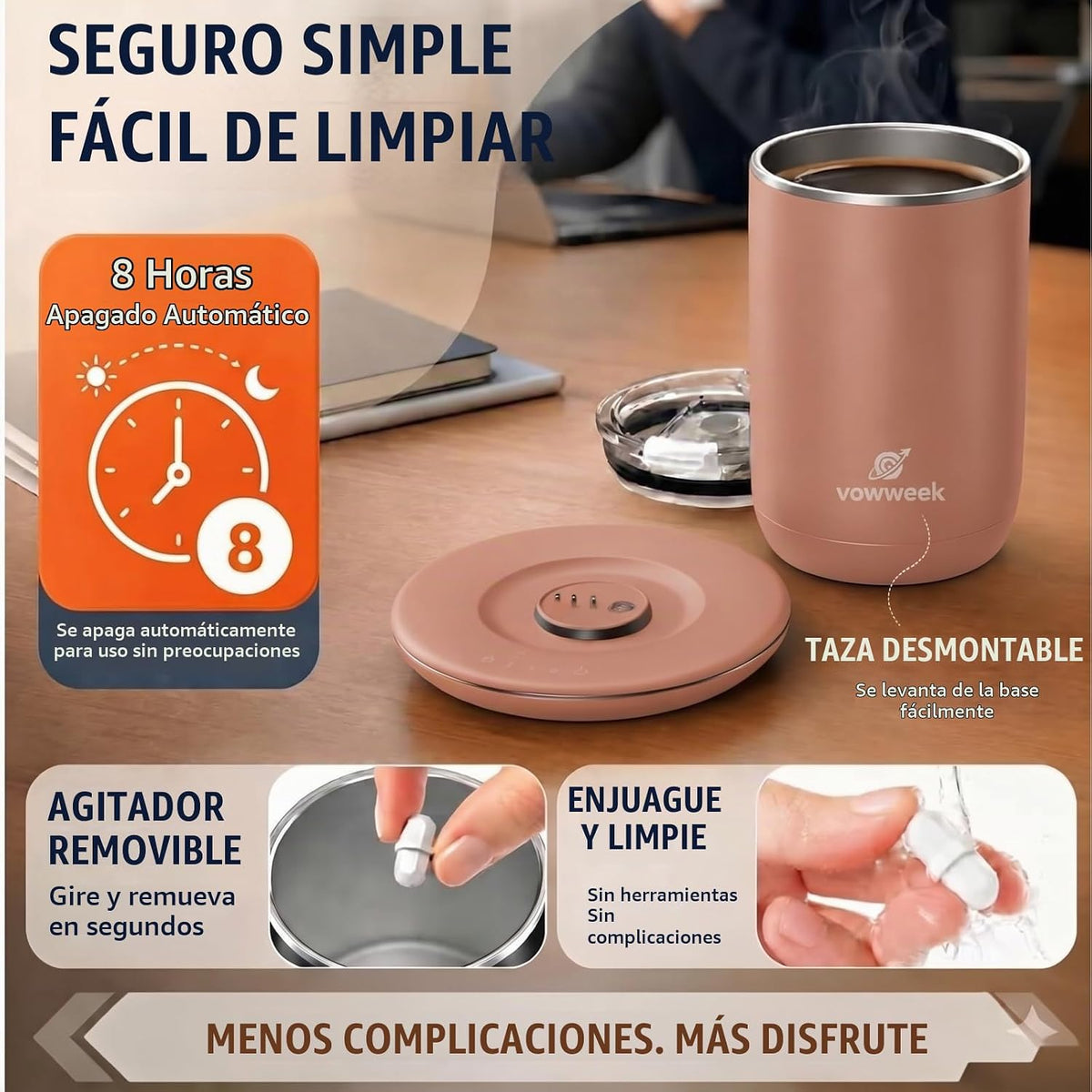 Juego de 2 tazas de café con agitación automática, tazas calentadas...