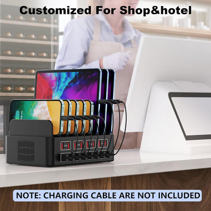 Estación de carga para múltiples dispositivos, estación de carga USB Cinlinso de 150 W/35 A, 16 puertos, organizador de cargador rápido para múltiples dispositivos, compatible con iPad, tableta, teléfono celular Kindle y otros dispositivos electrónicos