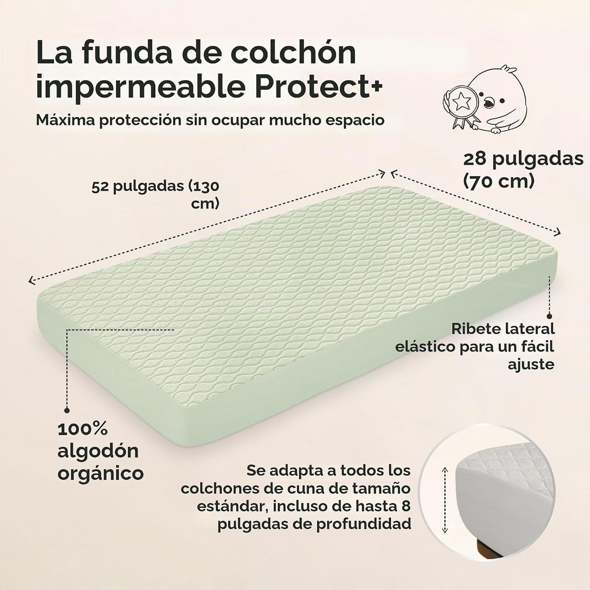 Paquete de 2 fundas protectoras de colchón impermeables para cuna |...