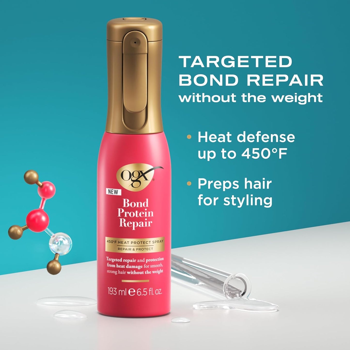 OGX Repair &amp; Protect Bond Protein Repair 450°F Spray protector...