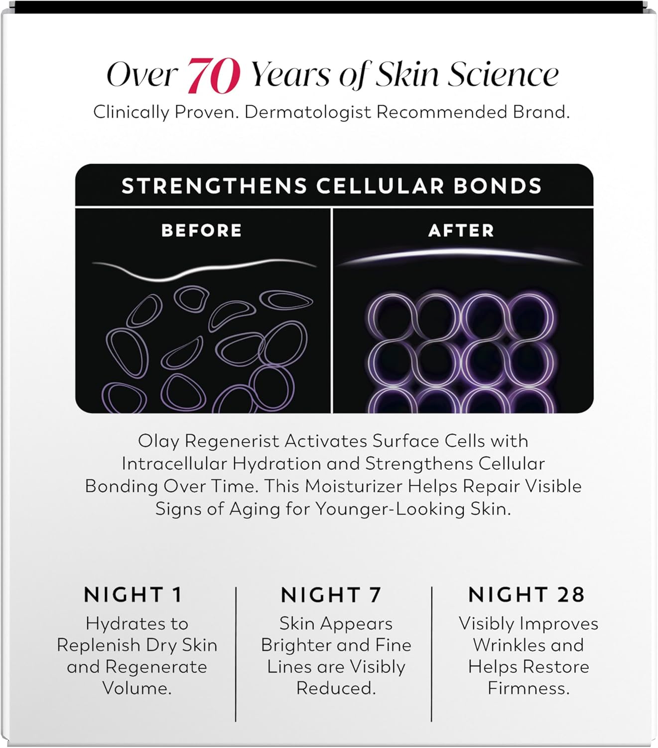 Olay Regenera Noche Recuperación Crema & crema facial hidratante, 1.7 onzas