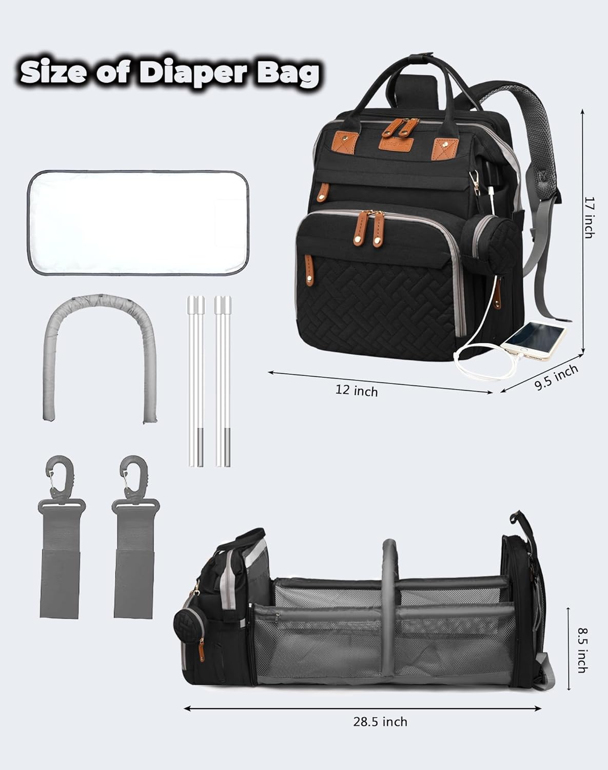 Astro alan - Bolsas de pañales para bebé con cambiador, mochila imp...