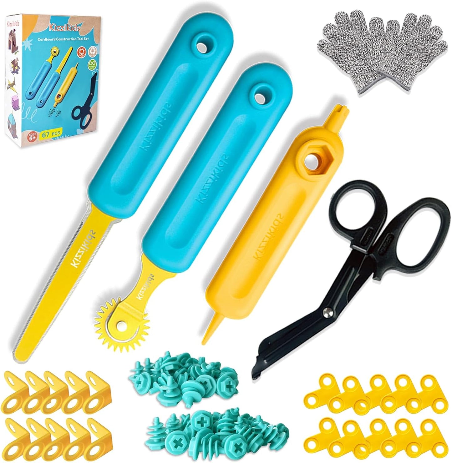 Kizzikids Herramientas de cartón para niños con cortador y caja de...
