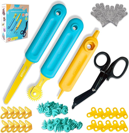 Kizzikids Herramientas de cartón para niños con cortador y caja de...
